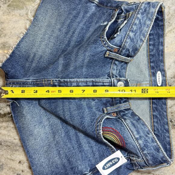 Old Navy NWT High Rise OG Shorts Women’s Size 6 Cutoff Hem Rainbow Detail - Picture 10 of 11